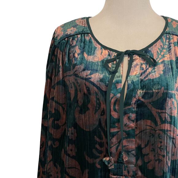 Anthropologie Faustine Velvet Peasant Top Womens Size Small Floral Oversized - Picture 5 of 12